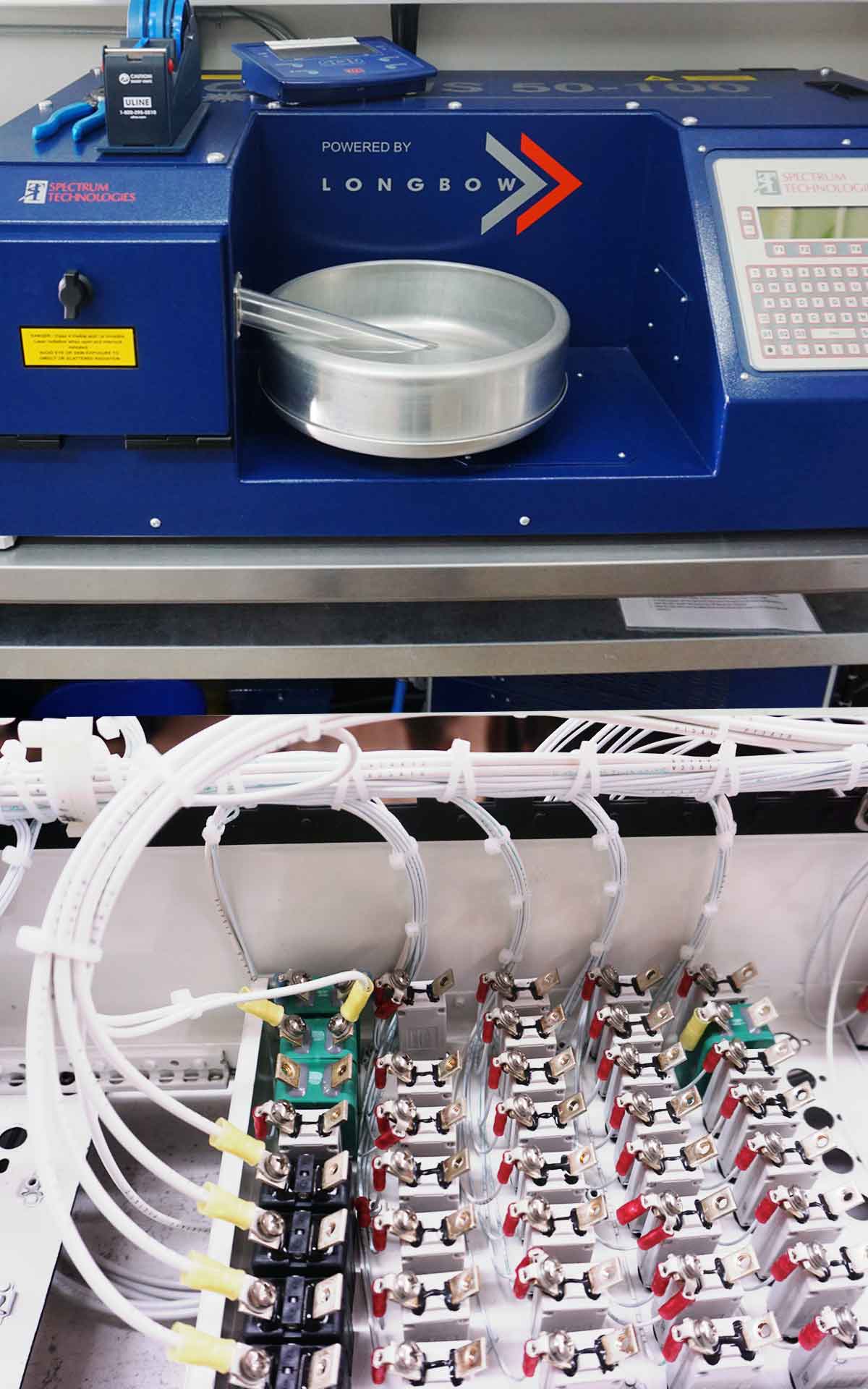 The IAS laser wire marking machine and a completed aircraft harness terminal board